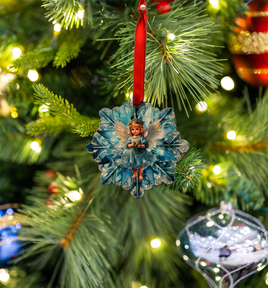 Hanging Ornament - Snowflake -  Blue Christmas Angel