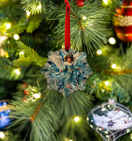 Hanging Ornament - Snowflake -  Blue Christmas Angel 2