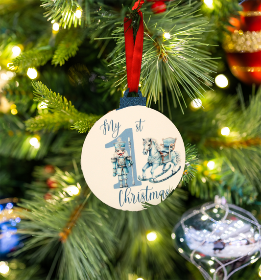 My First Christmas Ornament - Blue Rocking Horse