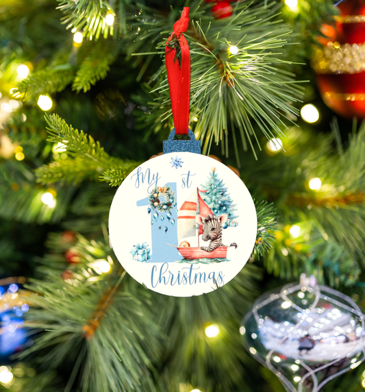 My First Christmas Ornament - Zebra Boat
