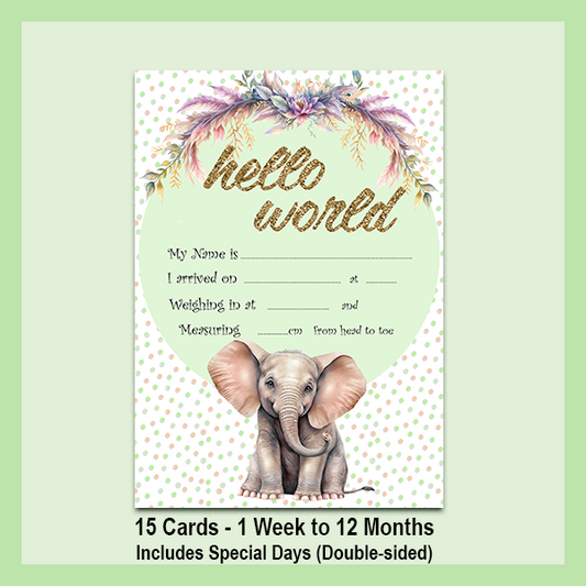 MILESTONE CARD SET - ELEPHANT | JUNGLE COLLECTION