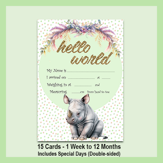 MILESTONE CARD SET - RHINOCEROS | JUNGLE COLLECTION