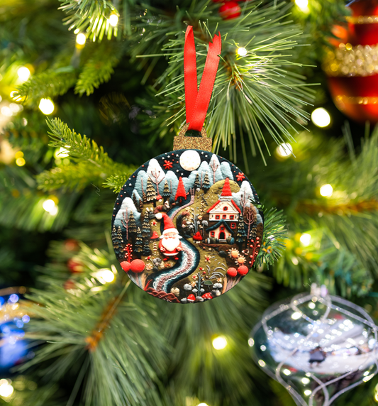 Hanging Ornament - Bauble - Embroidered Gnomes 3