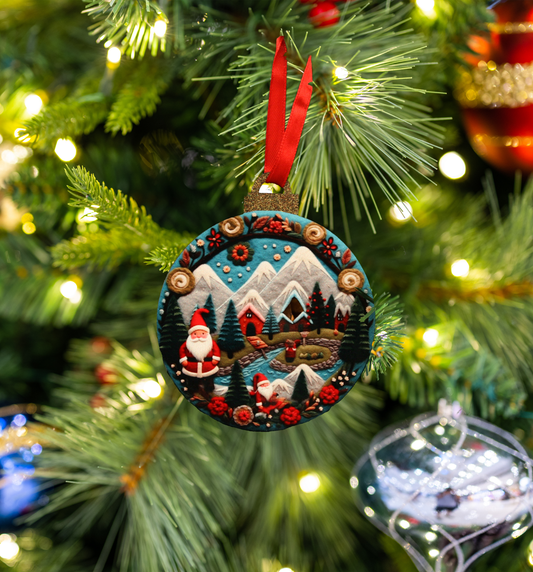 Hanging Ornament - Bauble - Embroidered Gnomes 4