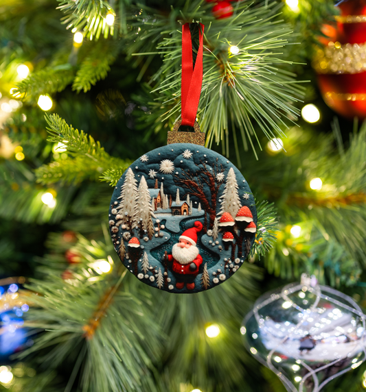 Hanging Ornament - Bauble - Embroidered Gnomes 5