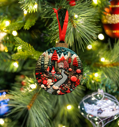 Hanging Ornament - Bauble - Embroidered Gnomes & Wreaths - Assorted Designs