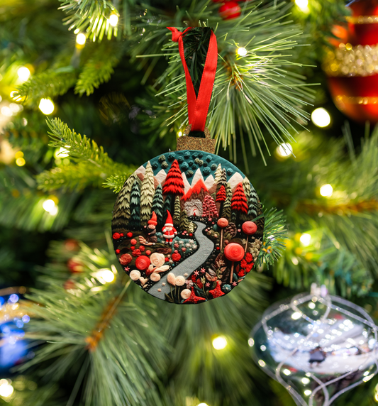 Hanging Ornament - Bauble - Embroidered Gnomes 6