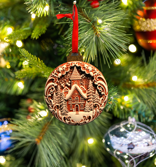 Hanging Ornament - Bauble - 3d Gingerbread House 1