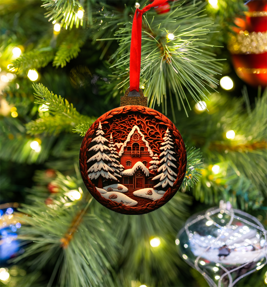 Hanging Ornament - Bauble - 3d Gingerbread House 3