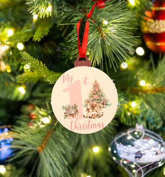 My First Christmas Ornament - Pink Rocking Horse