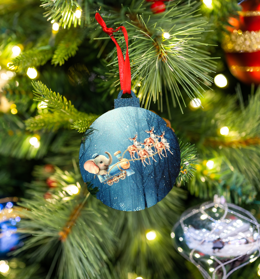 Hanging Ornament - Bauble -Elephant Sleigh Ride - Assorted Designs