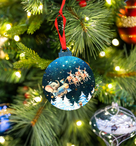 Hanging Ornament - Bauble -Elephant Sleigh Ride - Lift Off