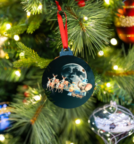 Hanging Ornament - Bauble -Elephant Sleigh Ride - Moon
