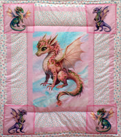 FAIRY DRAGON - PINK COT QUILT