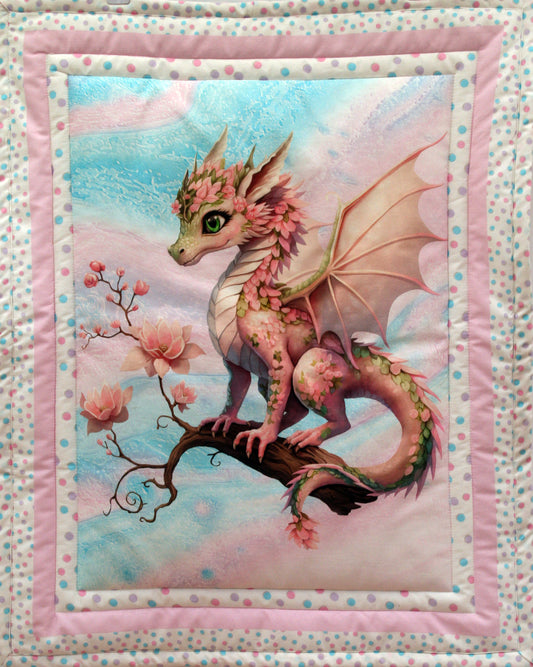 PINK FAIRY DRAGON - BASSINET QUILT