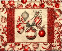 Christmas Fabric Placemat - Red & Silver (Set of 4)