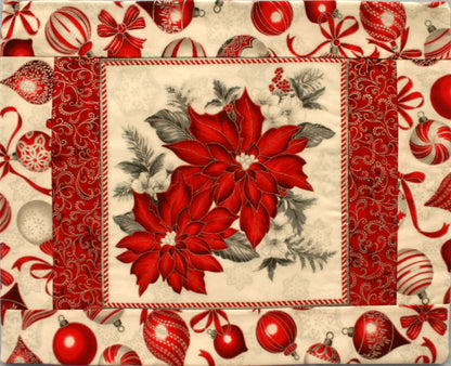 Christmas Fabric Placemat - Red & Silver (Set of 4)