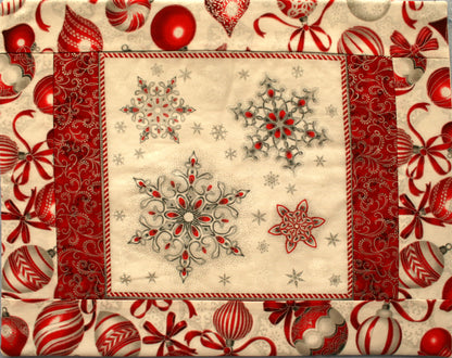 Christmas Fabric Placemat - Red & Silver (Set of 4)