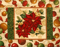 Christmas Fabric Placemat - Red Green & Gold (Set of 4)