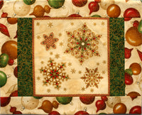 Christmas Fabric Placemat - Red Green & Gold (Set of 4)