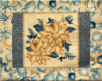 Christmas Fabric Placemat - Blue & Gold (Set of 4)