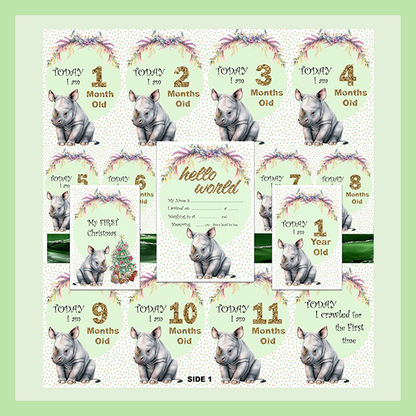 MILESTONE CARD SET - RHINOCEROS | JUNGLE COLLECTION