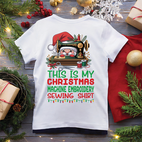Christmas Machine Embroidery Sewing Santa | T-SHIRT