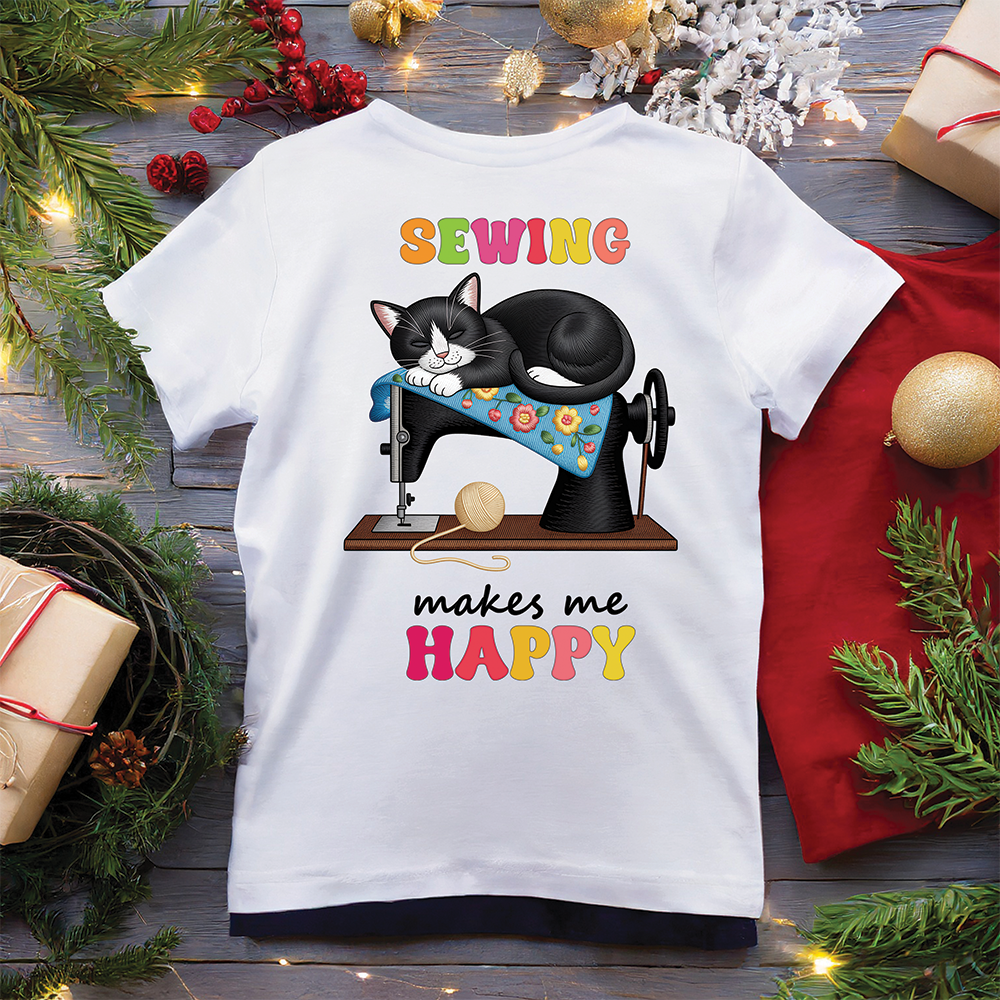 Sewing Makes Me Happy Cat 2 | T-SHIRT