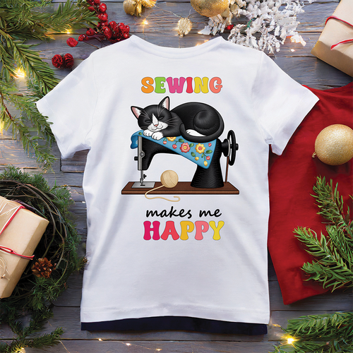 Sewing Makes Me Happy Cat 2 | T-SHIRT