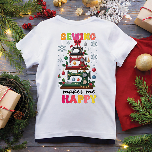 Christmas Sewing Makes Me Happy Tree | T-SHIRT