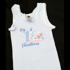 SINGLET BLUE - 1ST CHRISTMAS - BABY MOON