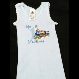 SINGLET BLUE - 1ST CHRISTMAS  - BLUE TRAIN 2