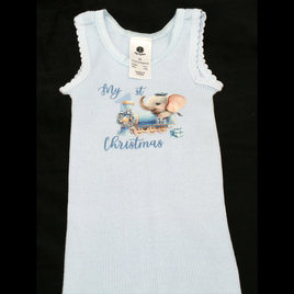 SINGLET BLUE - 1ST CHRISTMAS BLUE - ELEPHANT TRAIN 1