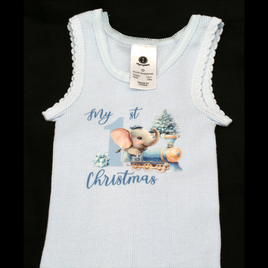 SINGLET BLUE - 1ST CHRISTMAS BLUE - ELEPHANT TRAIN 2