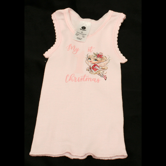 SINGLET PINK - 1ST CHRISTMAS PINK - CHRISTMAS FAIRY
