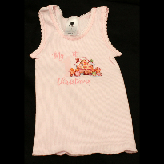 SINGLET PINK - 1ST CHRISTMAS PINK - GINGERHOUSE 1