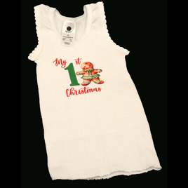 SINGLET WHITE - 1ST CHRISTMAS GREEN & RED - GINGERBREAD 2