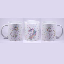 UNICORN MUG - GLITTER STARS - REARING, HEAD, STANDING