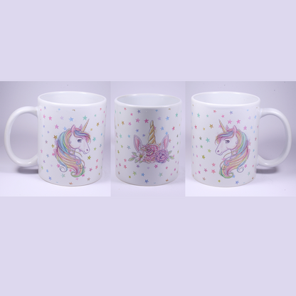 UNICORN MUG - GLITTER STARS 2 HEADS & CROWN