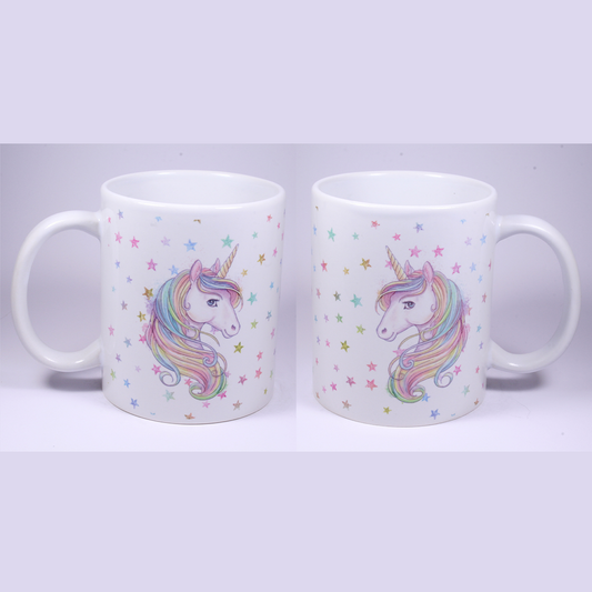 UNICORN MUG - GLITTER STARS 2 HEADS