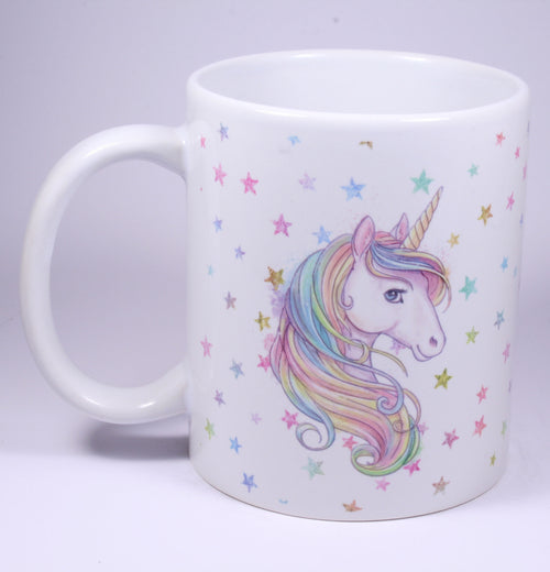 UNICORN MUG - GLITTER STARS 2 HEADS & CROWN