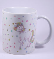 UNICORN MUG - GLITTER STARS - REARING, HEAD, STANDING