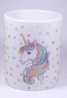 UNICORN MUG - GLITTER STARS - REARING, HEAD, STANDING