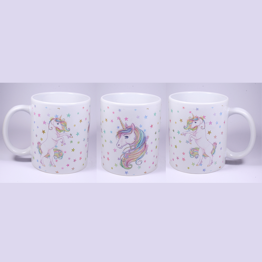 UNICORN MUG - GLITTER STARS 2 STANDING & HEAD