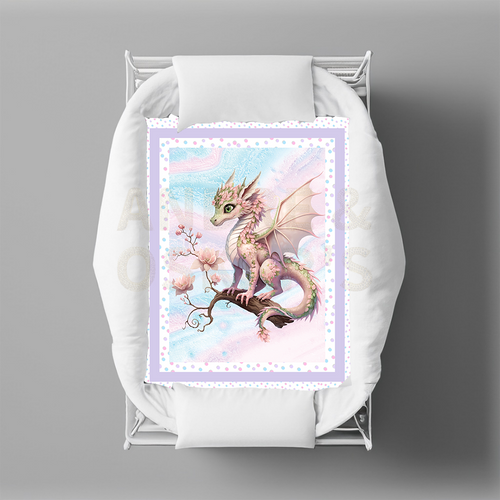 LIMITED EDITION | FAIRY DRAGONS - Bassinet Quilt -  Lilac Border  (1 OFF Colorways)