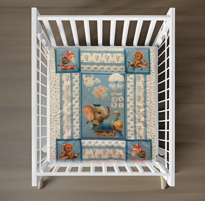 ELEPHANT TRAIN COT QUILT | EXPLORER COLLECTION
