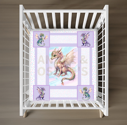 LIMITED EDITION | FAIRY DRAGONS - Cot Quilts - Blue Border  (1 OFF Colorways)