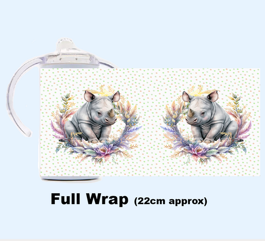 Sippy Cup - JUNGLE ANIMALS FLORAL WREATH