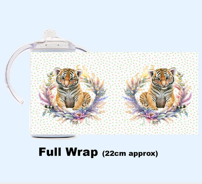 Sippy Cup - JUNGLE ANIMALS FLORAL WREATH