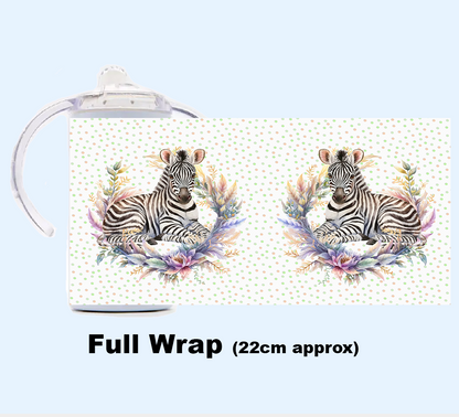 Sippy Cup - JUNGLE ANIMALS FLORAL WREATH